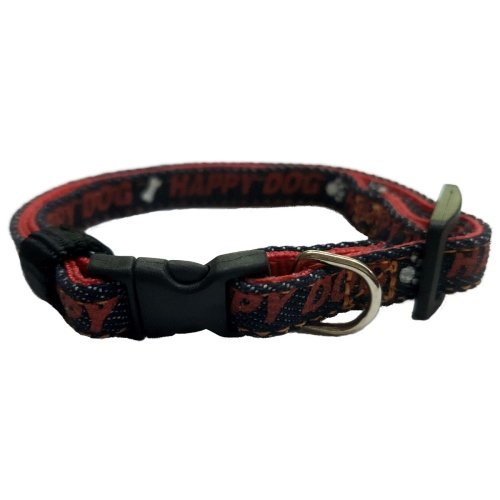 Collar Nylon 20MM 35-50CM Happy Dog Negro **
