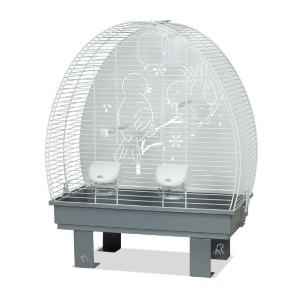 Jaula Pajaro 672 Blanca con Soporte