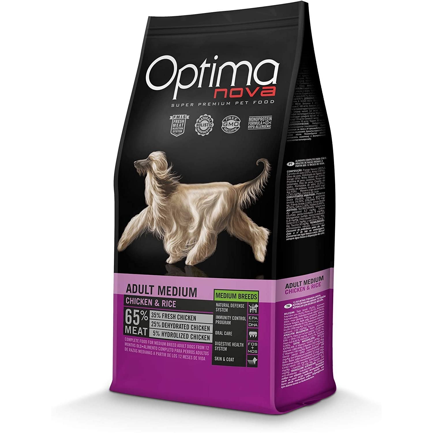 Optima Nova Adult Medium Pollo Arroz 2 KG.