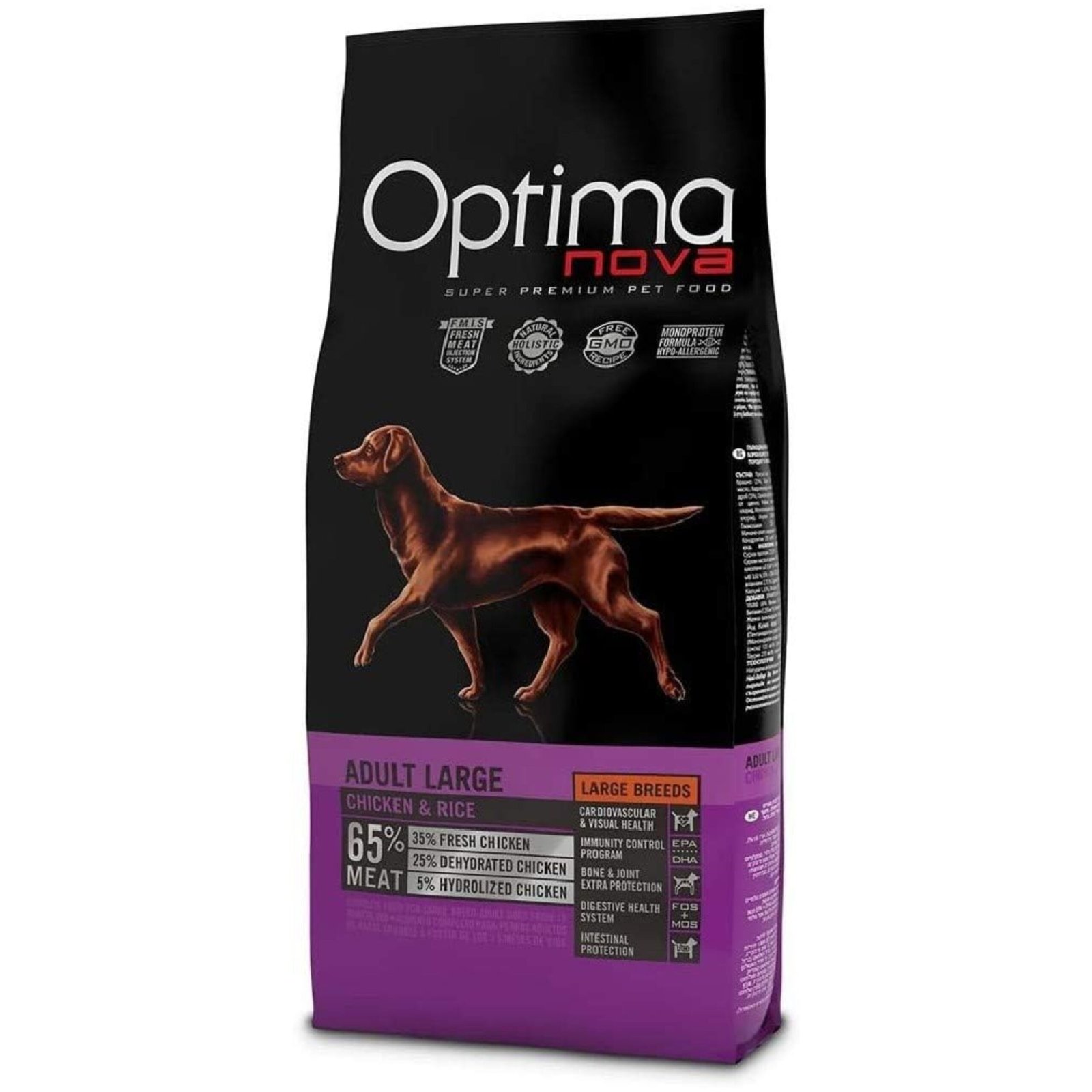 Optima Nova Adult Large Pollo Arroz 12 KG.