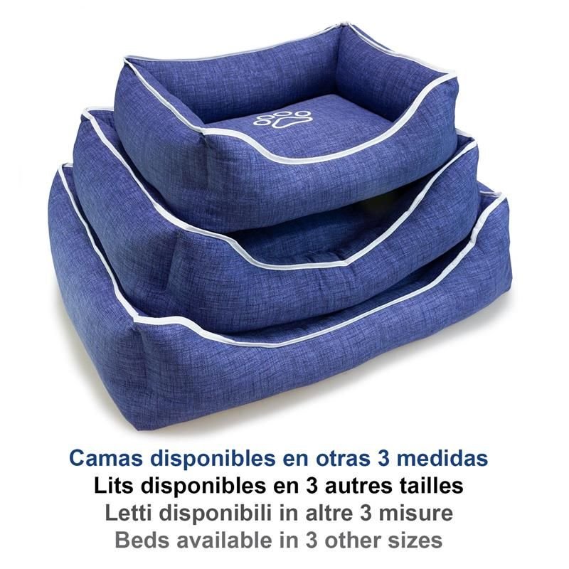 Cama Cuadrada Azul con Huella y Ribete 70x55x19 Cm. - Imagen 2