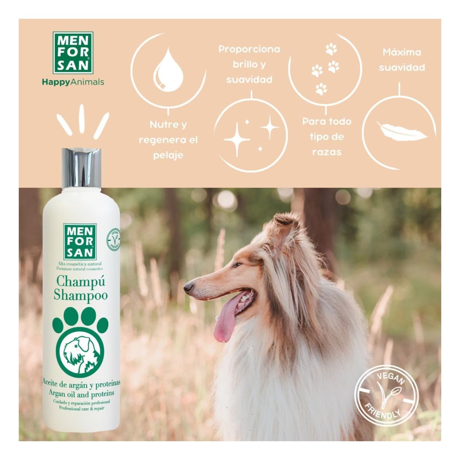 Menforsan Champu Aceite de Argan y Proteinas 300ml. - Imagen 3