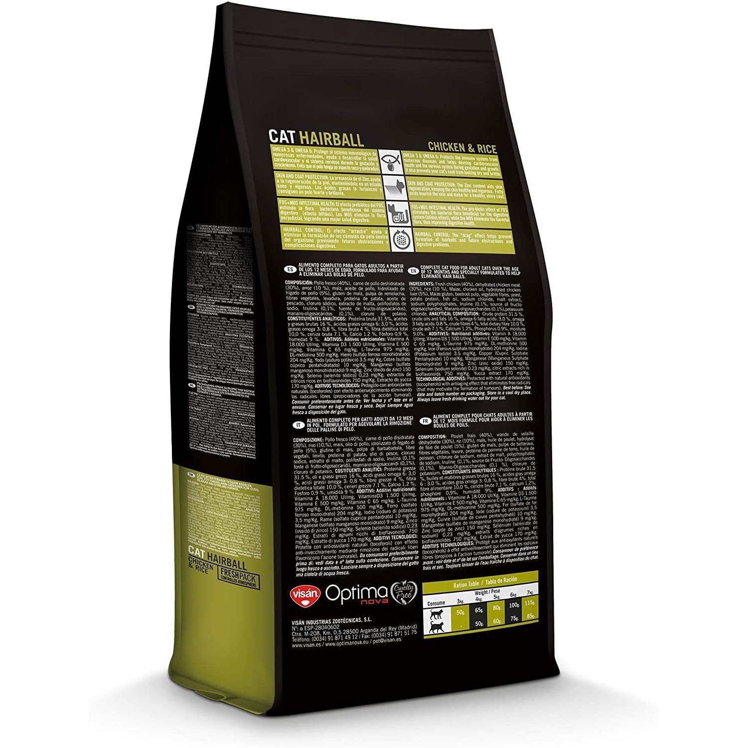 Optima Nova Cat Hairball 8 KG. - Imagen 2