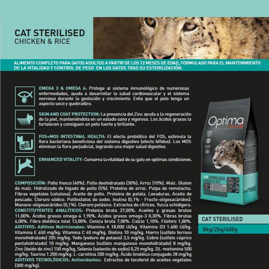 Optima Nova Cat Sterilised 2 KG. - Imagen 4