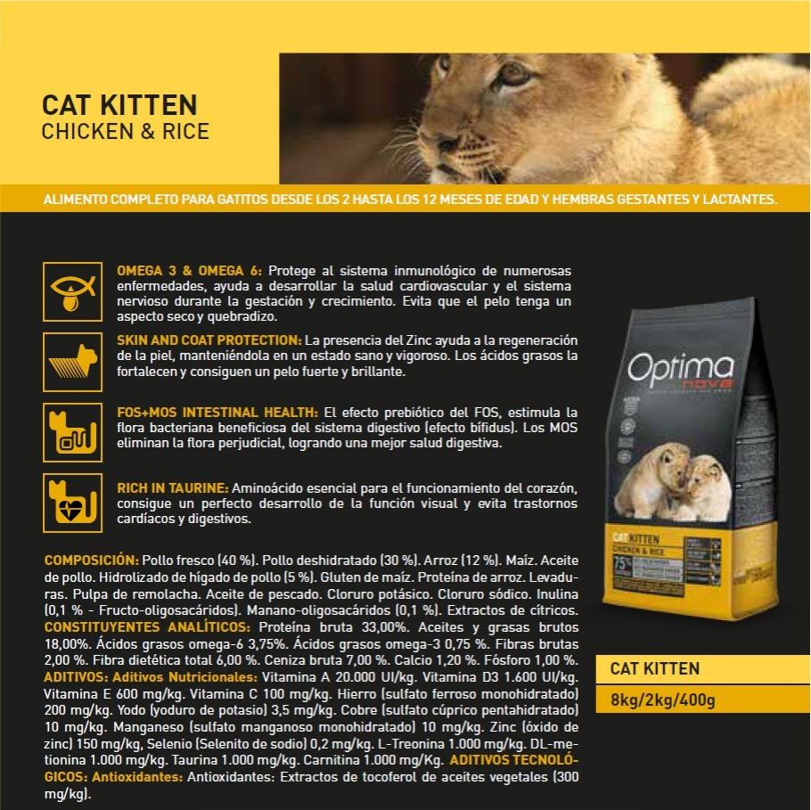 Optima Nova Cat Kitten 2 KG. - Imagen 2