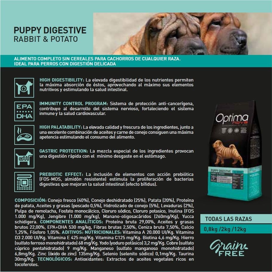 Optima Nova Puppy Digestive 2 KG. - Imagen 4