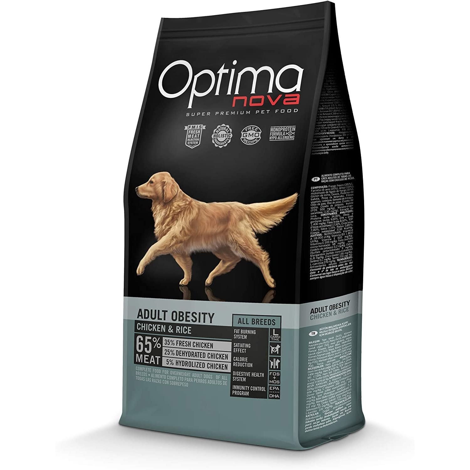 Optima Nova Obesity Pollo Arroz 12 KG.