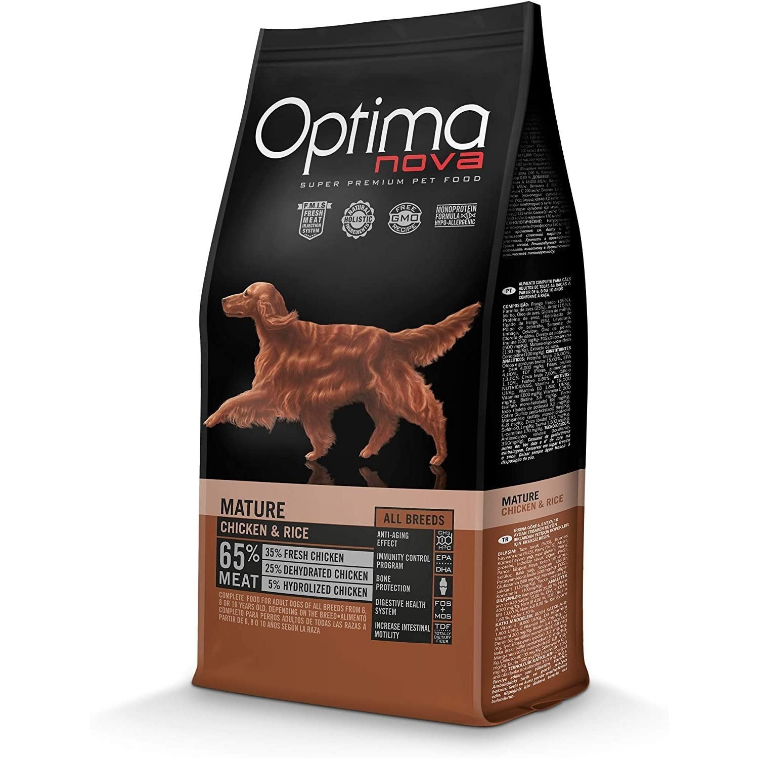 Optima Nova Adult Mature Pollo Arroz 12 KG.