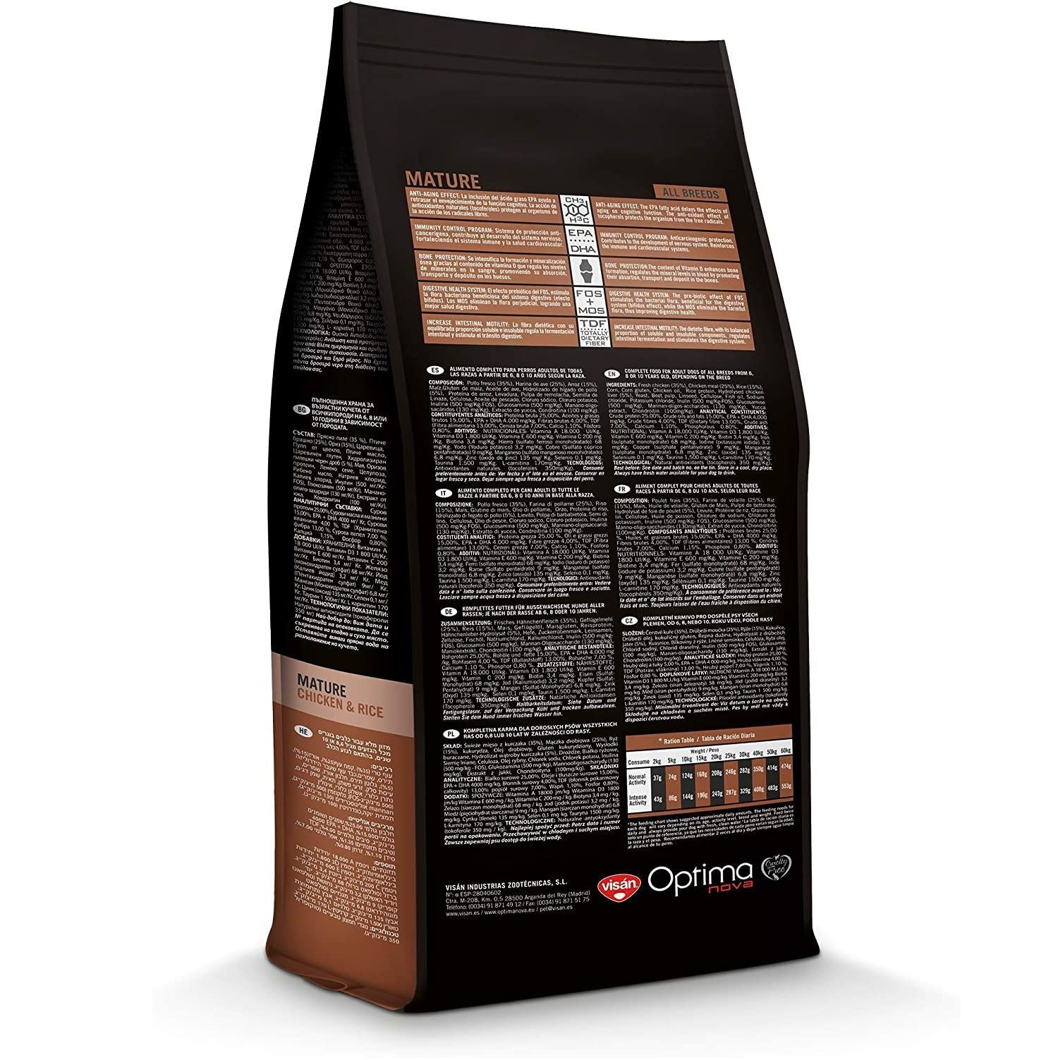 Optima Nova Adult Mature Pollo Arroz 12 KG. - Imagen 2