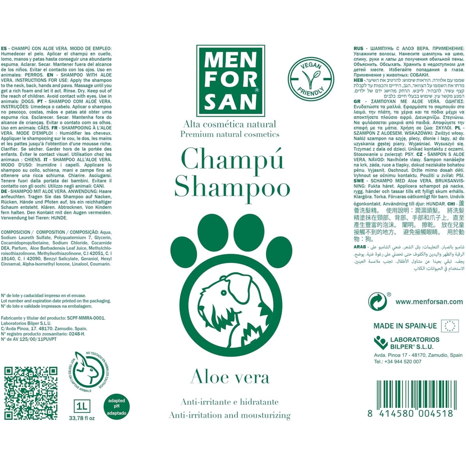 Menforsan Champu con Aloe Vera 1 LT. - Imagen 2