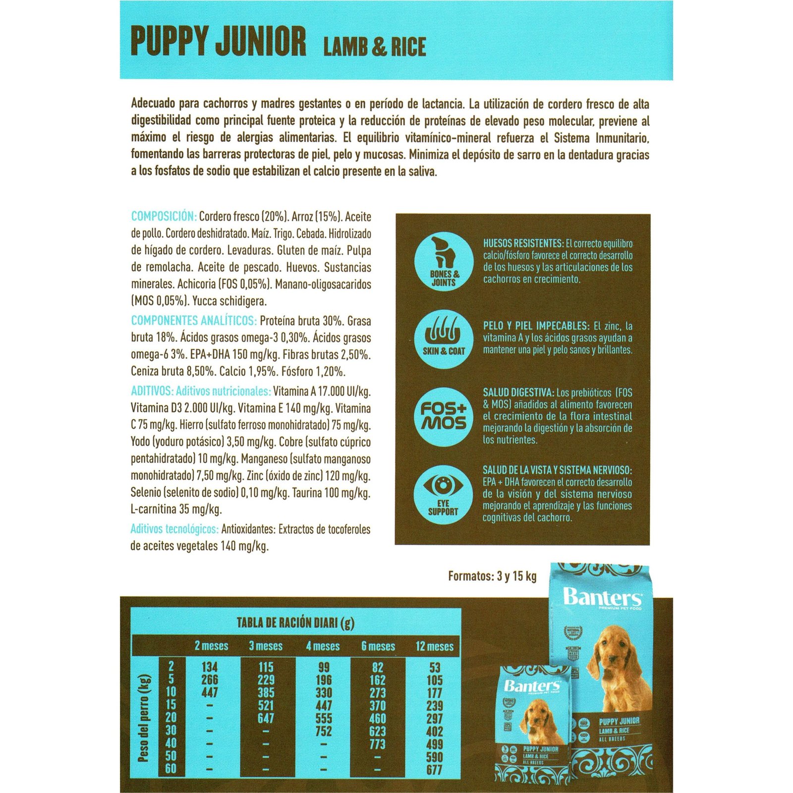 Banters Dog Puppy Lamb&rice 3KG. - Imagen 2