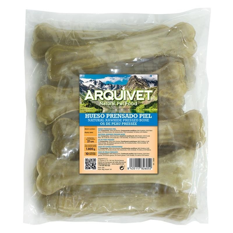 Hueso Prensado Piel 21 Cm. Bolsa 10 Uds.