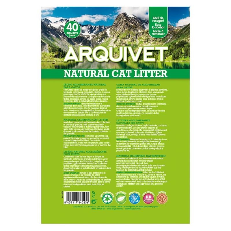 Arena Natural Cat Litter 5 LTS. Arquivet - Imagen 4