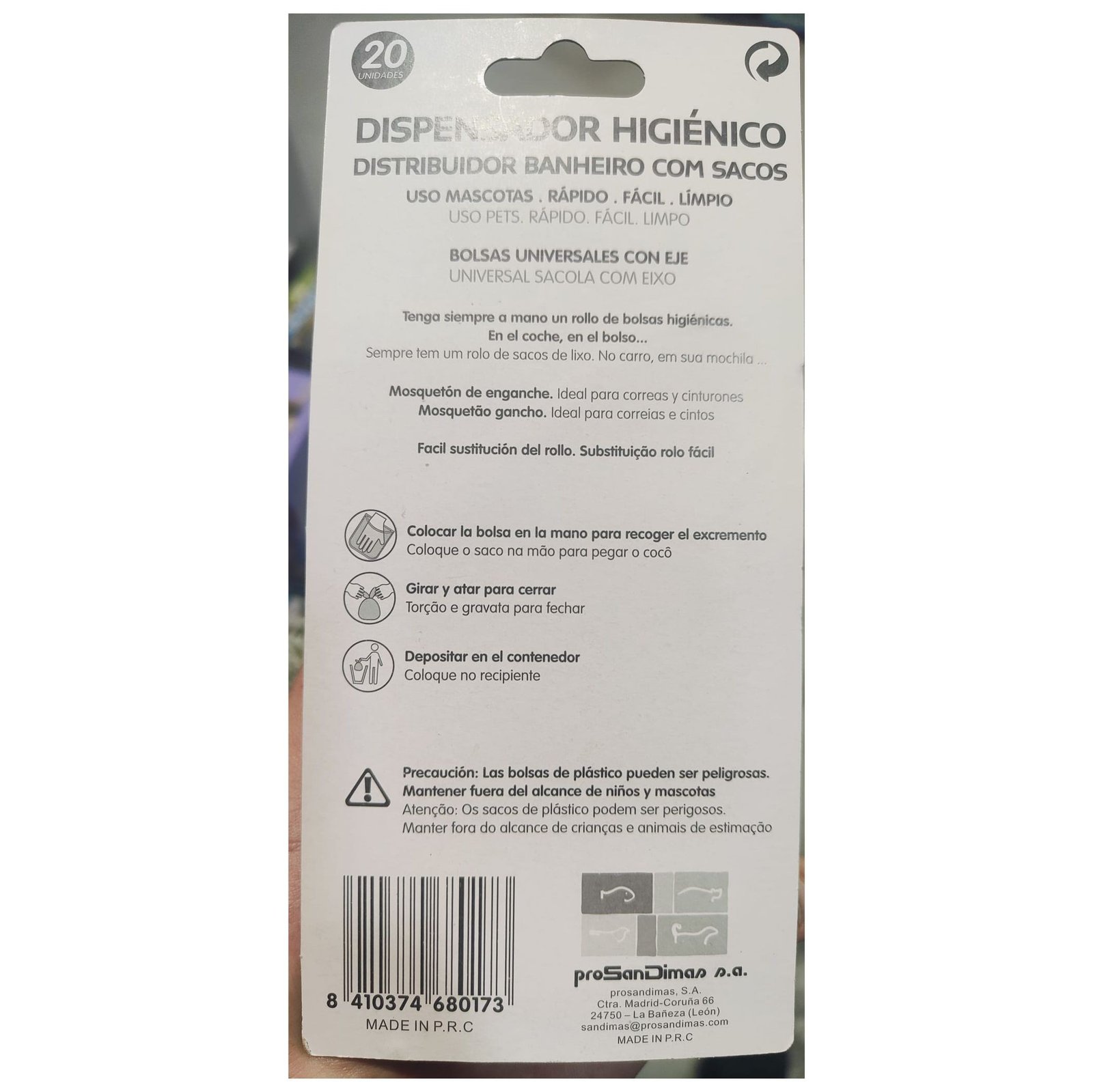 Dispensador Higienico 20 Bolsas. Paw - Imagen 2