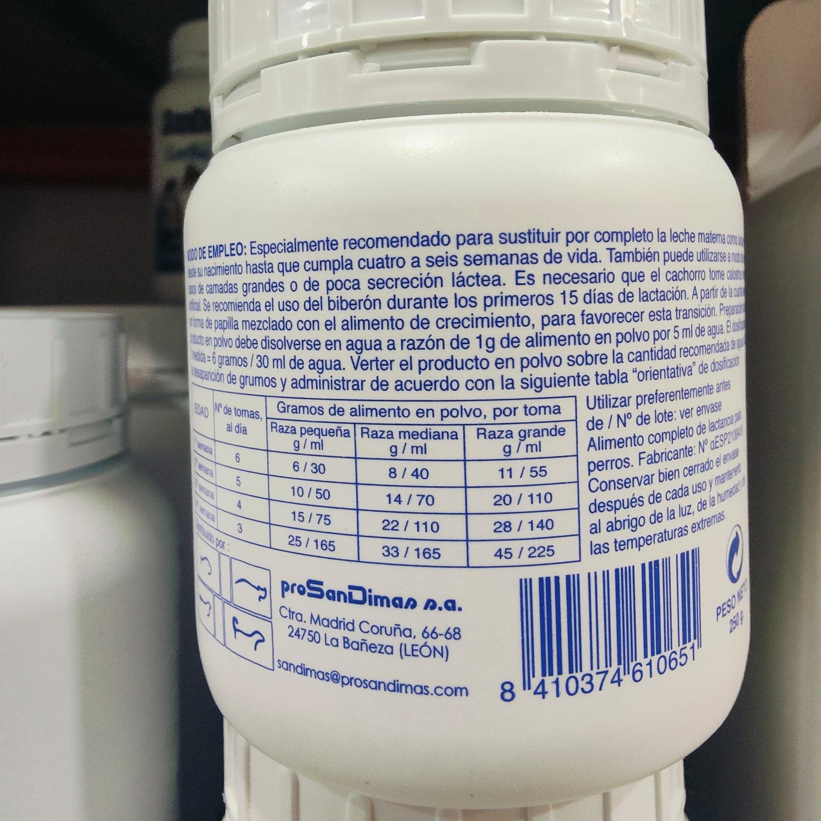 Leche San Dimas para Perros 250 GR. - Imagen 3