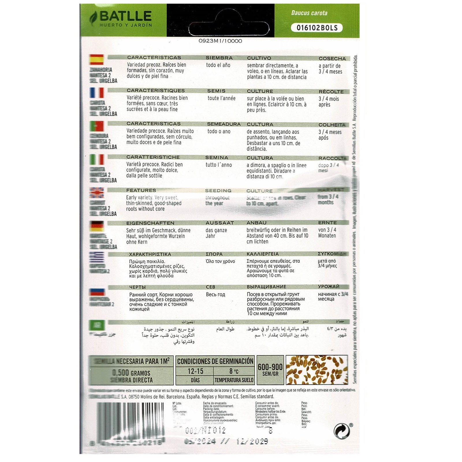 Zanahoria Nantesa 2-URGELBA Sobre - Imagen 3