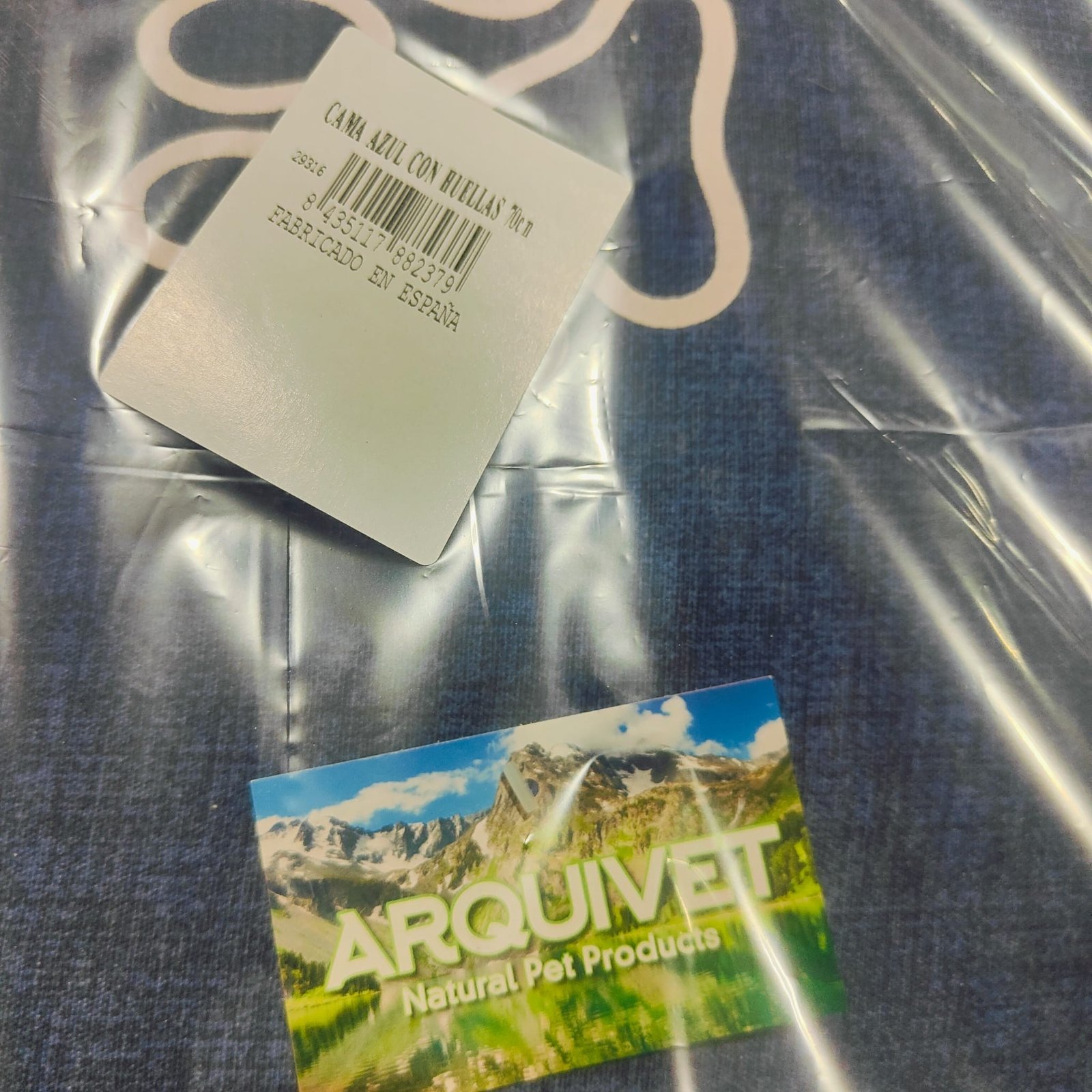 Cama Cuadrada Azul con Huella y Ribete 70x55x19 Cm. - Imagen 3