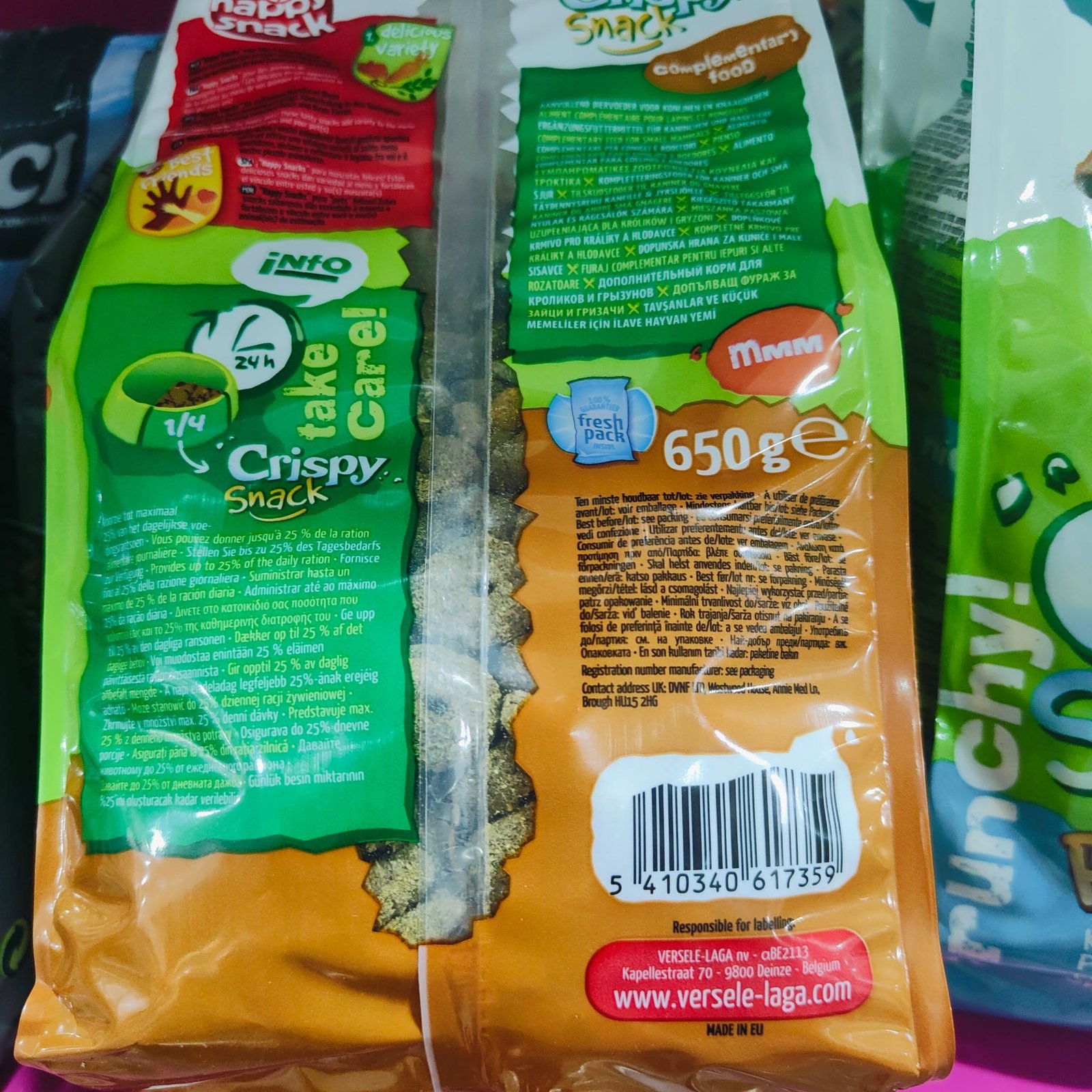 Crispy Snak Fibras 650 GR. Versele-laga - Imagen 6