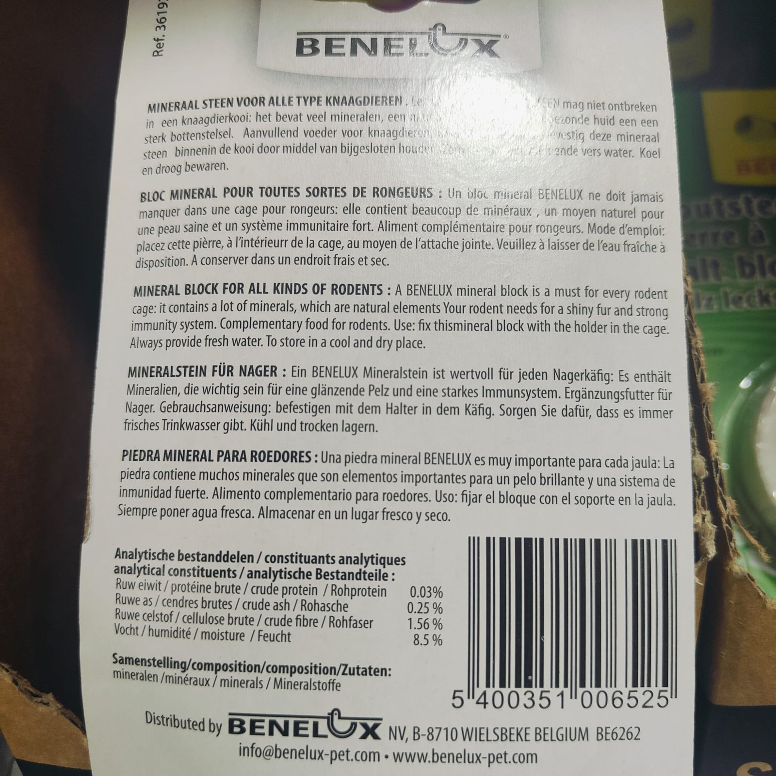 Bloque Mineral Roedores 80gr.Benelux - Imagen 2