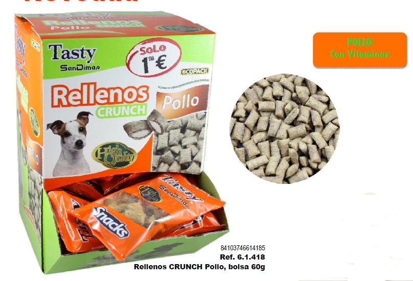 Rellenos Crunch Dog Pollo 50 GR. Caja 35 Bolsas