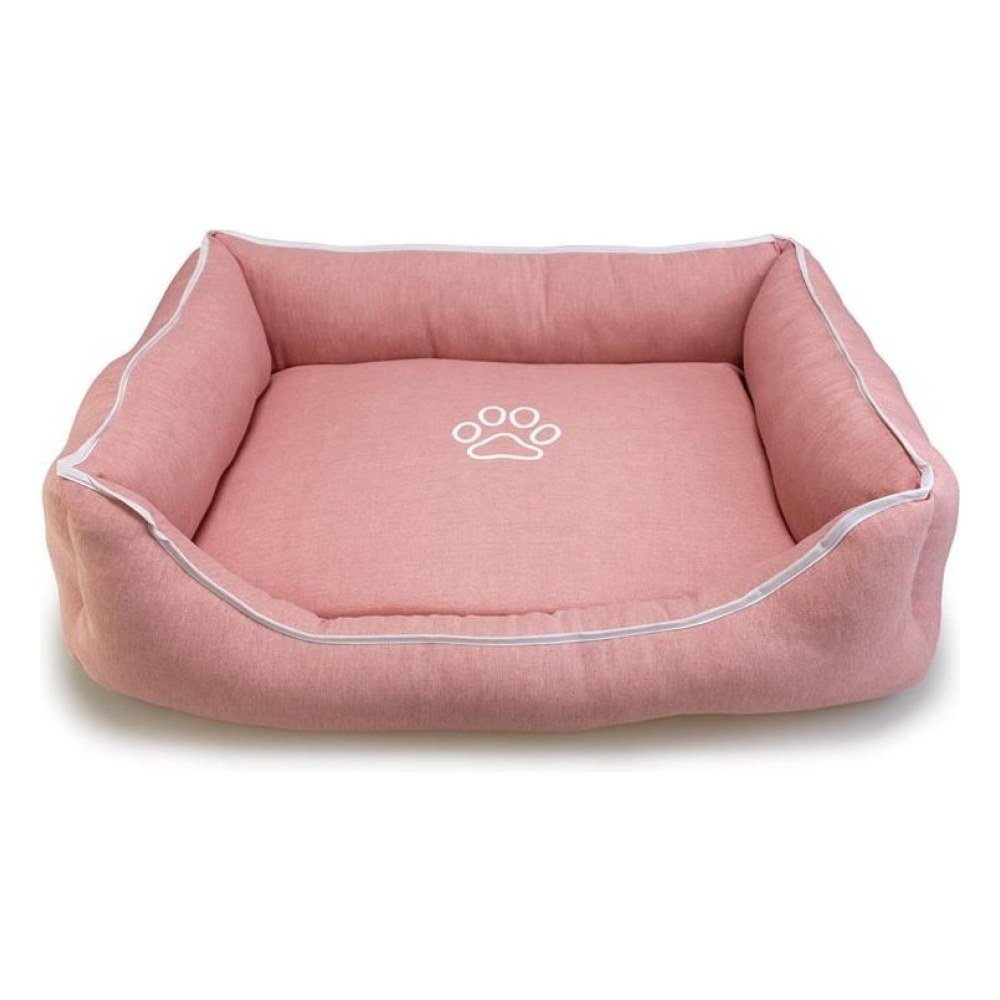 Cama Cama Cuadrada Rosa con Huella y Ribete 70x55x19cm