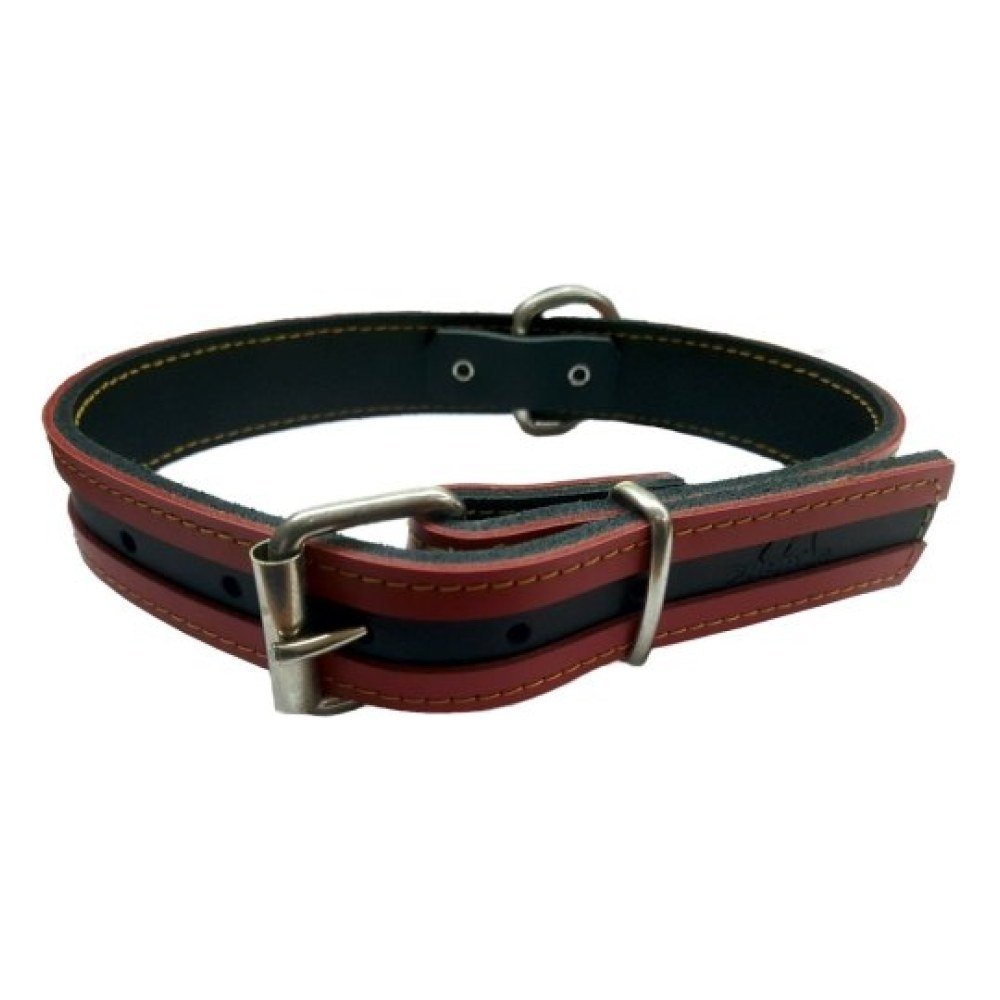 Collar Cuero Via Rojo y Negro 40x3cm