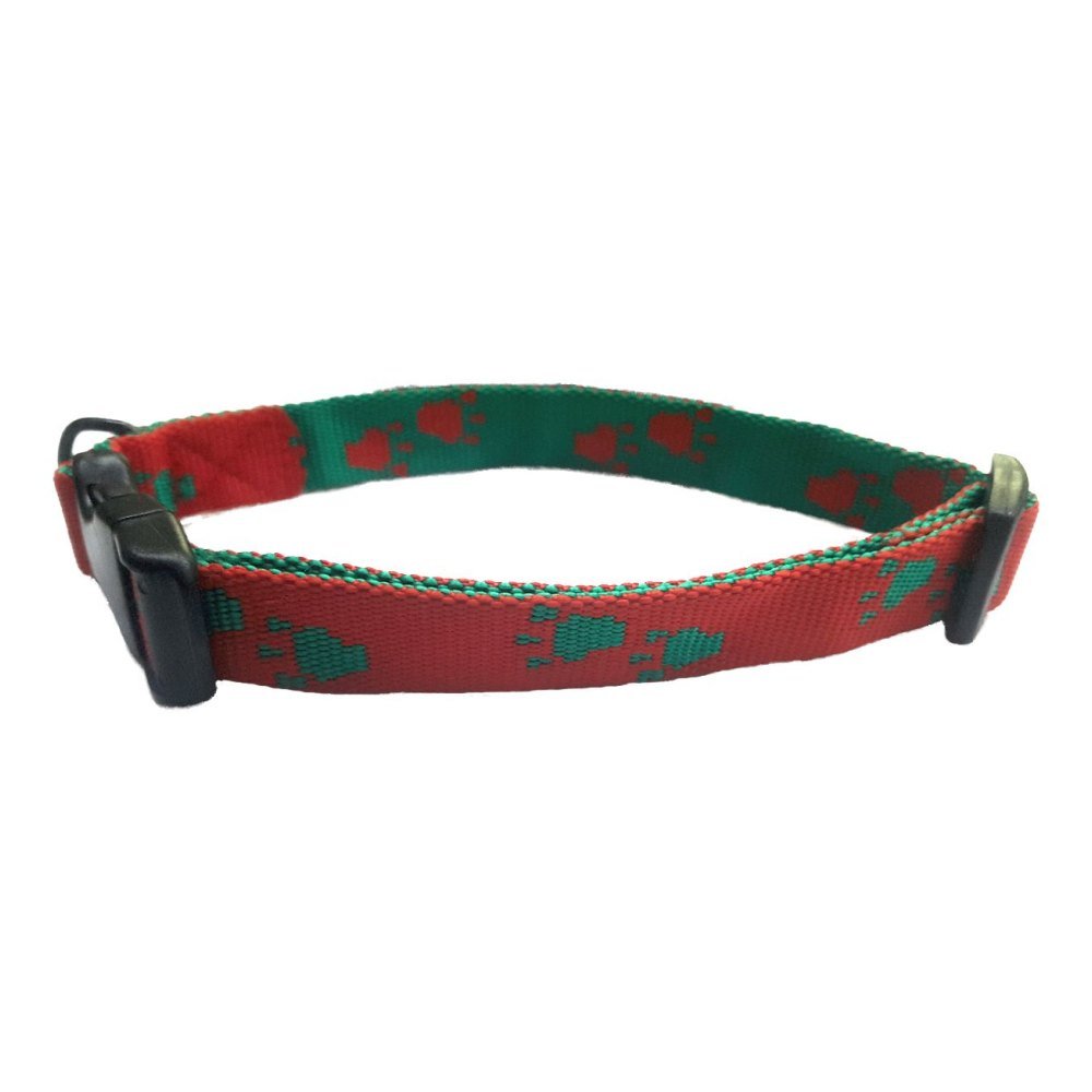 Collar Huellas (20X400-500) Verde/rojo
