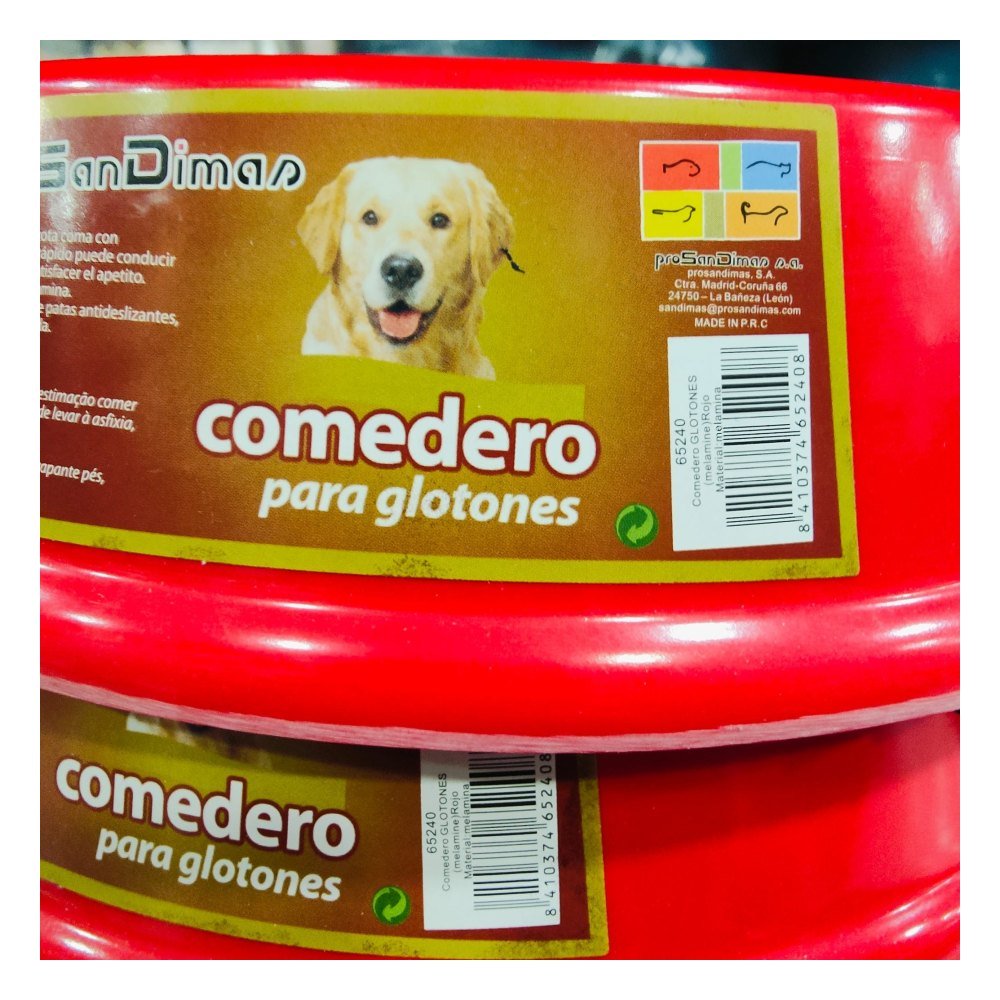 Comedero Glotones 23.5X6CM. Rojo