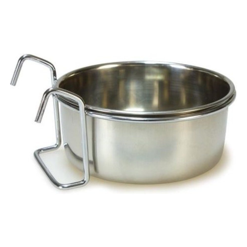 Comedero Loro Inox. 8 cm con Gancho