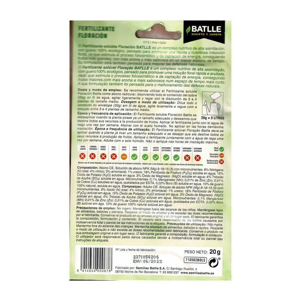 Fertilizante Ecoyerba Floracion para 5 L