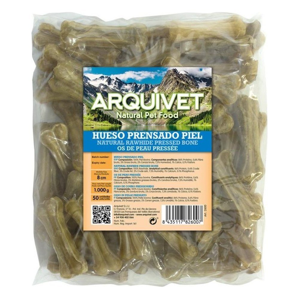 Hueso Prensado Piel 8 Cm. Bolsa 50 Uds