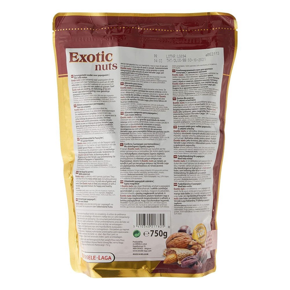 Loros con Nueces Exotic 750 Gr. Versele-laga