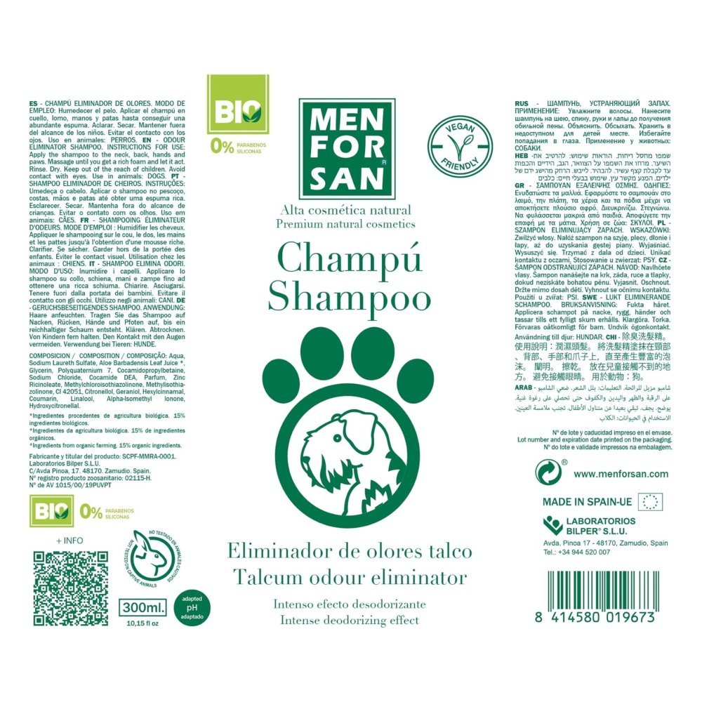 Menforsan Champu Natural Eliminador de Olores 300 Ml