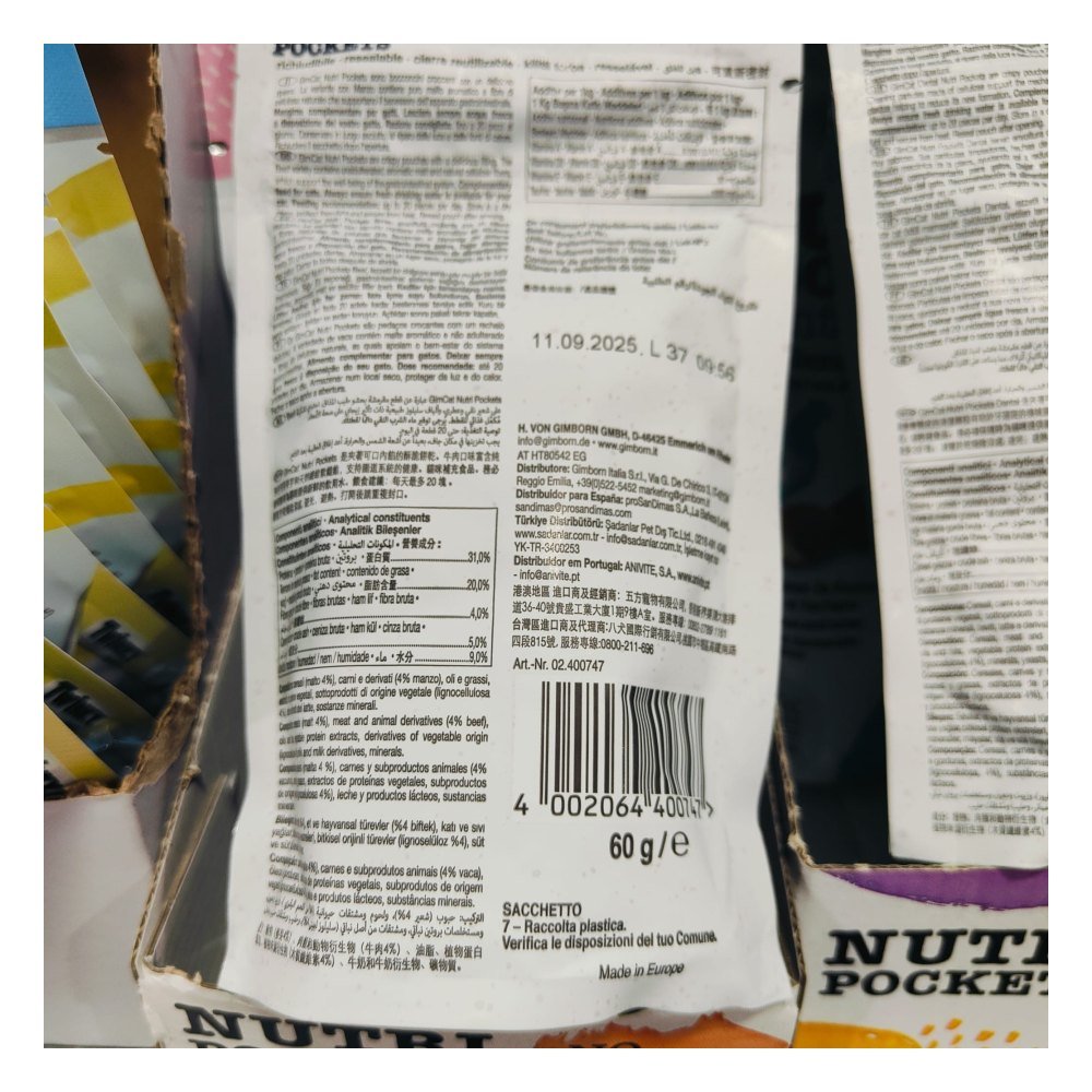 Nutripockets Gato Buey y Malta 60 Gr