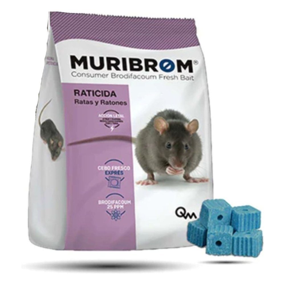 Raticida Muribrom Bloque. Bolsa 200 Gr