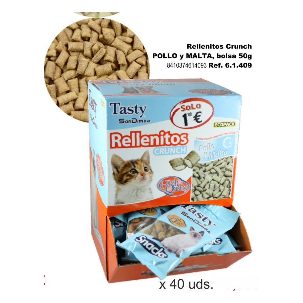 Rellenitos Crunch Cat Pollo/malta 50 Gr. C/40 Bolsas