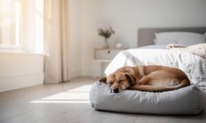 Perro descansando en una cama comoda
